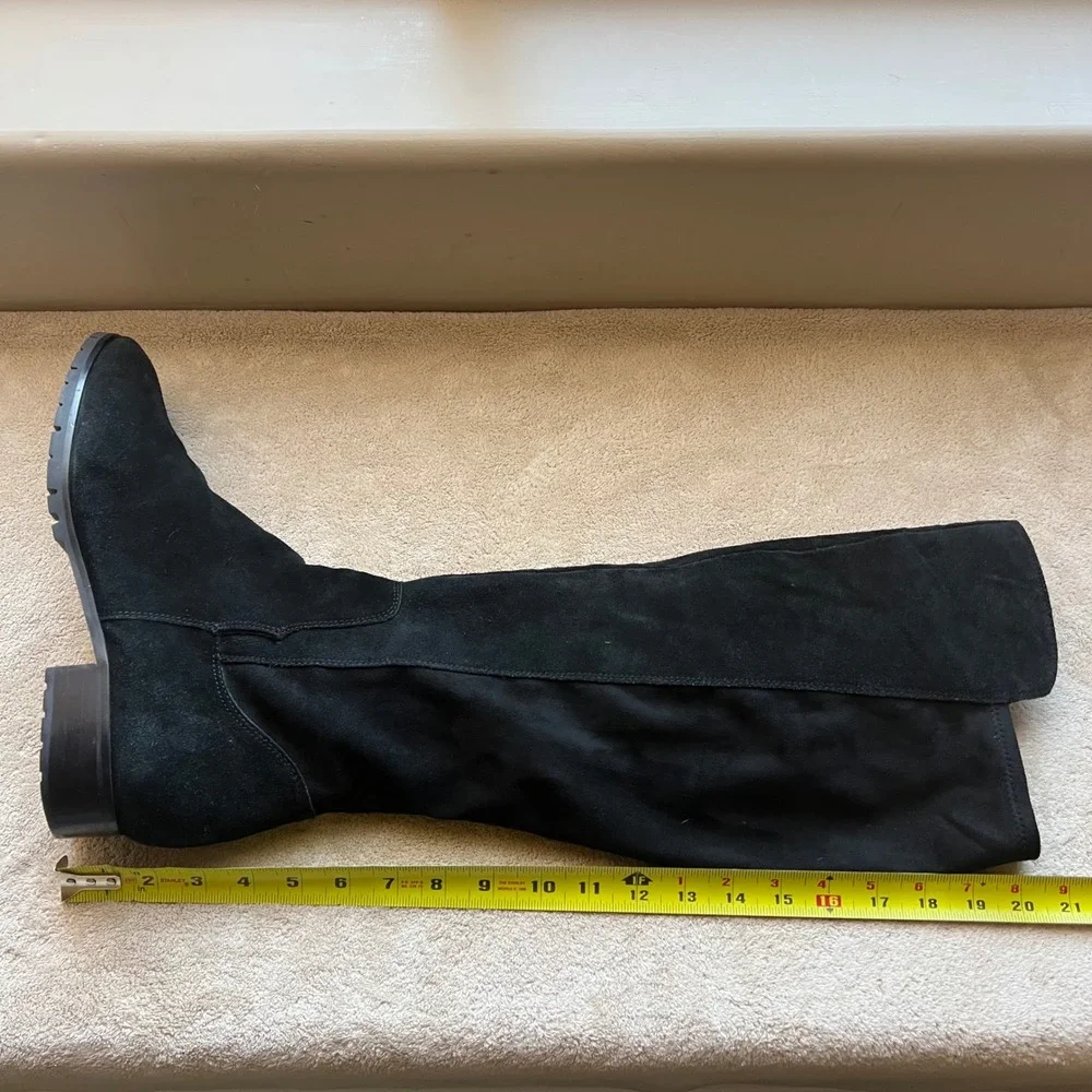 Karl Lagerfeld Paris Skylar Women 14 M Black Suede Knee‎ High Boots Minimalist